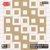 Interlock (Pasco) 40x10 cm · MAR-348 · Diagonal Module Pairs - Ivory & Sand with Square Columns