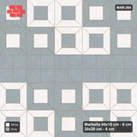 Interlock (Pasco) 40x10 cm · MAR-364 · Diagonal Module Pairs - Salt & Pepper with Square Bands