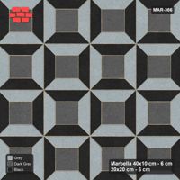 Interlock (Pasco) 40x10 cm · MAR-366 · Three-Tone Bevel Checkerboard - Graphite Scale and Kerb Frame (black-grey-dark grey)