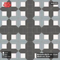 Interlock (Pasco) 40x10 cm · MAR-372 · Three-Tone Pinwheel Star - Monochrome with Square Strip (dark grey-grey-white)
