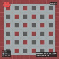 Interlock (Pasco) 40x10 cm · MAR-376 · Alternating Centre Checker - Urban Brick with Square Border (grey-dark grey-red)