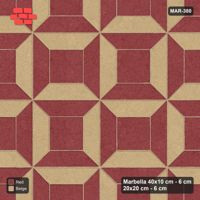 Interlock (Pasco) 40x10 cm · MAR-380 · Bevel Checkerboard - Terracotta and Kerb Frame