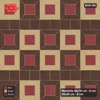 Interlock (Pasco) 40x10 cm · MAR-390 · Three-Tone Module Checkerboard - Tuscany with Square Bands (brown-red-beige)