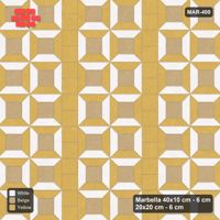 Interlock (Pasco) 40x10 cm · MAR-400 · Three-Tone Bevel Checkerboard - Golden Sand with Square Columns (white-yellow-beige)