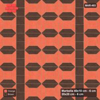 Interlock (Pasco) 40x10 cm · MAR-403 · Bevel Frame Dark Centre - Burnt Clay with Square Columns (brown-orange)