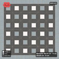 Interlock (Pasco) 40x10 cm · MAR-410 · Alternating Centre Checker - Monochrome with Square Border (dark grey-white-grey)