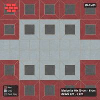 Interlock (Pasco) 40x10 cm · MAR-413 · Three-Tone Outer Ring - Urban Brick with Square Bands (grey-red-dark grey)