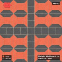 Interlock (Pasco) 40x10 cm · MAR-419 · Bevel Frame Dark Centre - Ember with Square Strip (dark grey-orange)