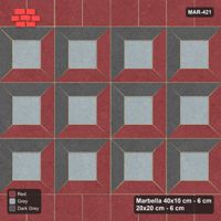 Interlock (Pasco) 40x10 cm · MAR-421 · Three-Tone Corner-Lit Frame - Urban Brick with Square Bands (dark grey-red-grey)