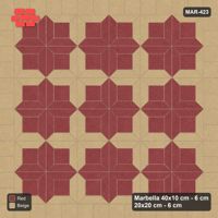 Interlock (Pasco) 40x10 cm · MAR-423 · Pinwheel Star - Terracotta with Square Border