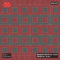 Interlock (Pasco) 40x10 cm · MAR-425 · Alternating Frame Rows - Rust & Charcoal with Square Bands