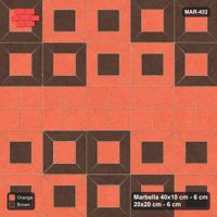 Interlock (Pasco) 40x10 cm · MAR-432 · Diagonal Module Pairs - Burnt Clay with Square Bands