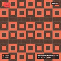 Interlock (Pasco) 40x10 cm · MAR-439 · Module Checkerboard - Burnt Clay with Square Bands