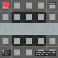 Interlock (Pasco) 40x10 cm · MAR-447 · Three-Tone Outer Ring - Graphite Scale with Square Bands (black-dark grey-grey)