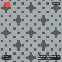 Interlock (Pasco) 20x20 cm · OCT-067 · Charcoal Edge Accent Dot Grid on the Diagonal with 8x8 Inserts, Kerb Frame