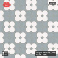 Interlock (Pasco) 20x20 cm · OCT-074 · Salt & Pepper Two-Block Chequer with 8x8 Inserts, Kerb Frame