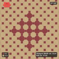 Interlock (Pasco) 20x20 cm · OCT-097 · Terracotta Chequer with Deep Border on the Diagonal with 8x8 Inserts