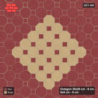 Interlock (Pasco) 20x20 cm · OCT-100 · Terracotta Square Medallion on the Diagonal with 8x8 Inserts