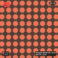 Interlock (Pasco) 20x20 cm · OCT-124 · Burnt Clay Octagon Chequerboard on the Diagonal with 8x8 Inserts