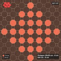 Interlock (Pasco) 20x20 cm · OCT-127 · Burnt Clay Chequer with Wide Border on the Diagonal with 8x8 Inserts