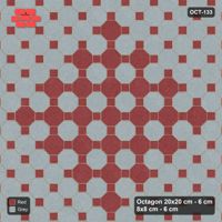 Interlock (Pasco) 20x20 cm · OCT-133 · Brick & Ash Chequer with Wide Border on the Diagonal with 8x8 Inserts
