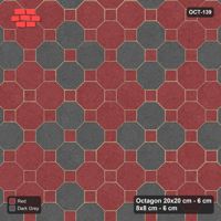 Interlock (Pasco) 20x20 cm · OCT-139 · Rust & Charcoal Two-Block Chequer on the Diagonal with 8x8 Inserts
