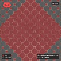 Interlock (Pasco) 20x20 cm · OCT-142 · Rust & Charcoal Accent Border Ring on the Diagonal with 8x8 Inserts