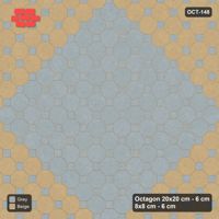 Interlock (Pasco) 20x20 cm · OCT-148 · Warm Grey Double Accent Border on the Diagonal with 8x8 Inserts