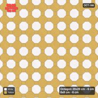 Interlock (Pasco) 20x20 cm · OCT-166 · Ivory & Ochre Octagon Chequerboard on the Diagonal with 8x8 Inserts