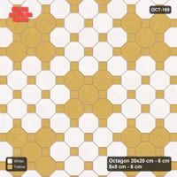 Interlock (Pasco) 20x20 cm · OCT-169 · Ivory & Ochre Flower Cluster Field on the Diagonal with 8x8 Inserts