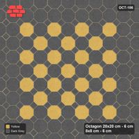 Interlock (Pasco) 20x20 cm · OCT-186 · Mustard Slate Chequer with Deep Border with 8x8 Inserts, Kerb Frame