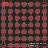 Interlock (Pasco) 20x20 cm · OCT-187 · Red & Black Octagon Chequerboard on the Diagonal with 8x8 Inserts