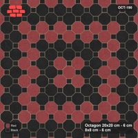 Interlock (Pasco) 20x20 cm · OCT-190 · Red & Black Concentric Diamonds on the Diagonal with 8x8 Inserts