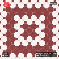Interlock (Pasco) 20x20 cm · OCT-196 · Burgundy & Ivory Concentric Diamonds on the Diagonal with 8x8 Inserts