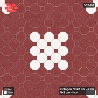 Interlock (Pasco) 20x20 cm · OCT-199 · Burgundy & Ivory Grand Diamond Clusters on the Diagonal with 8x8 Inserts