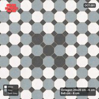 Interlock (Pasco) 20x20 cm · OCT-201 · Monochrome Chequer with Cluster Accents with 8x8 Inserts, Kerb Frame