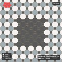 Interlock (Pasco) 20x20 cm · OCT-202 · Monochrome Chequer with Centre Medallion on the Diagonal with 8x8 Inserts