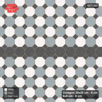 Interlock (Pasco) 20x20 cm · OCT-203 · Monochrome Chequer with Feature Band with 8x8 Inserts