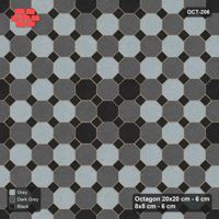 Interlock (Pasco) 20x20 cm · OCT-206 · Graphite Scale Chequer with Cluster Accents with 8x8 Inserts