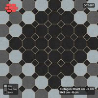 Interlock (Pasco) 20x20 cm · OCT-207 · Graphite Scale Chequer with Centre Medallion with 8x8 Inserts, Kerb Frame
