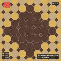 Interlock (Pasco) 20x20 cm · OCT-237 · Harvest Gold Chequer with Centre Medallion with 8x8 Inserts, Kerb Frame