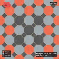 Interlock (Pasco) 20x20 cm · OCT-246 · Sunset Slate Chequer with Cluster Accents with 8x8 Inserts, Kerb Frame