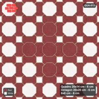 Interlock (Pasco) 20x14 cm · QUA-013 · Quadro-Octagon-8x8 grid, diamond octagon feature (Burgundy & Ivory), Kerb 30F kerb
