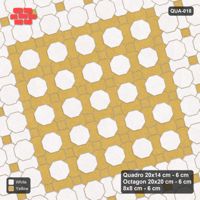 Interlock (Pasco) 20x14 cm · QUA-018 · Quadro-Octagon-8x8 grid, accent Quadro ring, 15 deg (Ivory & Ochre), no kerb