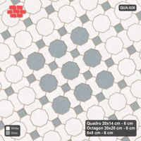 Interlock (Pasco) 20x14 cm · QUA-026 · Quadro-Octagon-8x8 grid, accent octagon ring, 30 deg (Salt & Pepper), no kerb