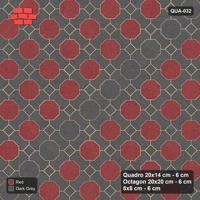 Interlock (Pasco) 20x14 cm · QUA-032 · Quadro-Octagon-8x8 grid, feature octagon band, 45 deg (Rust & Charcoal), Kerb 54H kerb