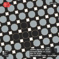 Interlock (Pasco) 20x14 cm · QUA-039 · Quadro-Octagon-8x8 grid, diamond octagon feature, 10 deg (Tuxedo), Heel kerb 75x150x600 kerb
