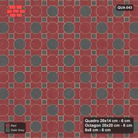 Interlock (Pasco) 20x14 cm · QUA-043 · Quadro-Octagon-8x8 grid, chequered octagons (Rust & Charcoal), no kerb