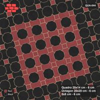 Interlock (Pasco) 20x14 cm · QUA-044 · Quadro-Octagon-8x8 grid, accent Quadro ring, 15 deg (Red & Black), Kerb 38B kerb