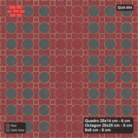 Interlock (Pasco) 20x14 cm · QUA-054 · Quadro-Octagon-8x8 grid, vertical octagon band (Rust & Charcoal), no kerb
